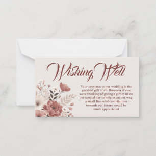 Soft Pink Dusty Floral Wishing Well Card
