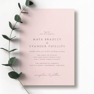 Soft Pink | Elegant Classic Style Blush Wedding Invitation