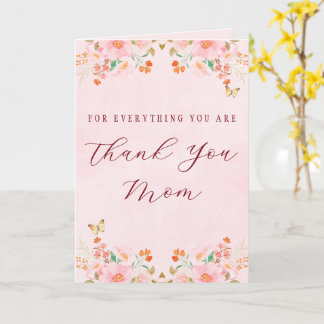 Soft Pink Elegant Floral Thank You Mother’s Day Card