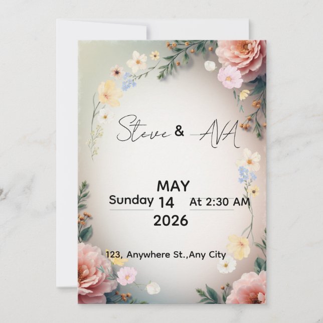 Soft Pink Elegant Wedding Invitation (Front)