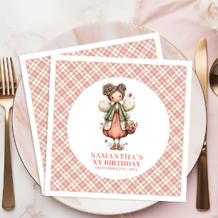 Soft Pink Fairy Floral 4th Birthday Party Napkins