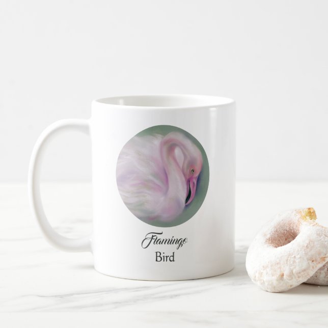 Soft Pink Flamingo Pastel Personalized Coffee Mug (With Donut)