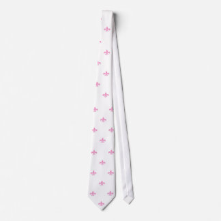 Soft Pink Fleur de Lis on White Wedding Tie