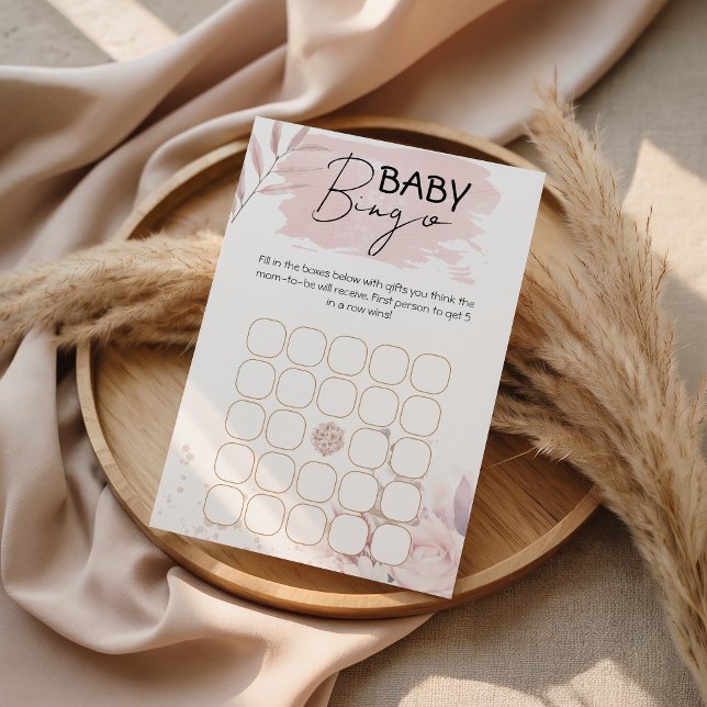 Soft Pink Floral Baby Shower Bingo Game Printable (Creator Uploaded)