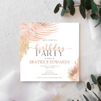 Soft Pink Floral Birthday Party Invitation 