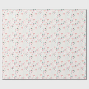 Soft Pink Floral & Bow Pattern – Cute Romantic  Wrapping Paper