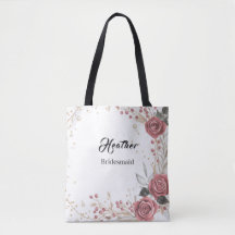 Soft Pink floral bridesmaid tote