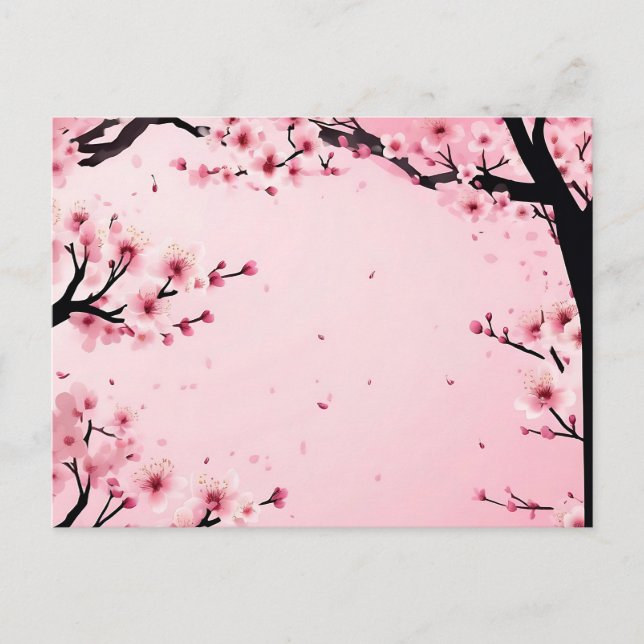 Soft Pink Floral Cherry Blossom Postcard (Front)