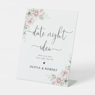 Soft Pink Floral Date Night Idea Sign