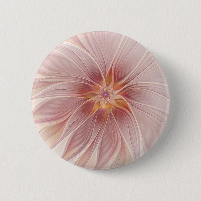 Soft Pink Floral Dream Abstract Fractal Art Flower 2 Inch Round Button (Front)