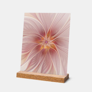 Soft Pink Floral Dream Abstract Fractal Art Flower Acrylic Sign
