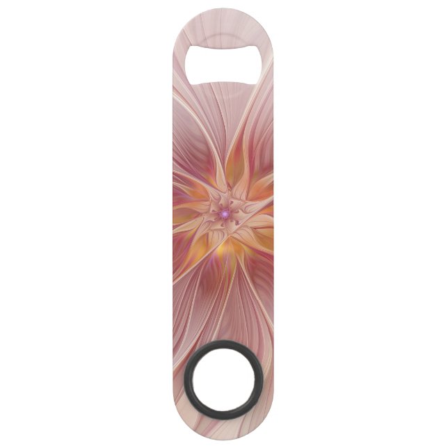 Soft Pink Floral Dream Abstract Fractal Art Flower Bar Key (Front)