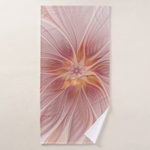 Soft Pink Floral Dream Abstract Fractal Art Flower Bath Towel
