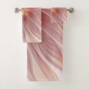 Soft Pink Floral Dream Abstract Fractal Art Flower Bath Towel Set