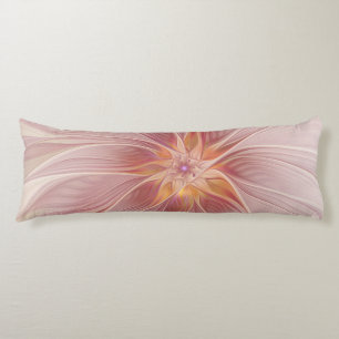Soft Pink Floral Dream Abstract Fractal Art Flower Body Pillow