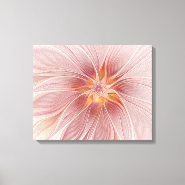 Soft Pink Floral Dream Abstract Fractal Art Flower Canvas Print (Front)