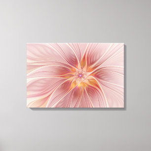 Soft Pink Floral Dream Abstract Fractal Art Flower Canvas Print