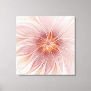 Soft Pink Floral Dream Abstract Fractal Art Flower Canvas Print
