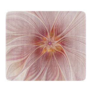 Soft Pink Floral Dream Abstract Fractal Art Flower Cutting Board
