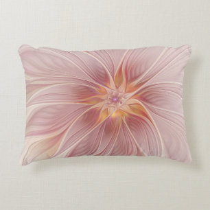 Soft Pink Floral Dream Abstract Fractal Art Flower Decorative Pillow