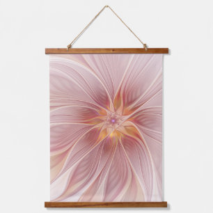 Soft Pink Floral Dream Abstract Fractal Art Flower Hanging Tapestry