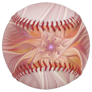 Soft Pink Floral Dream Abstract Fractal Art Flower Softball