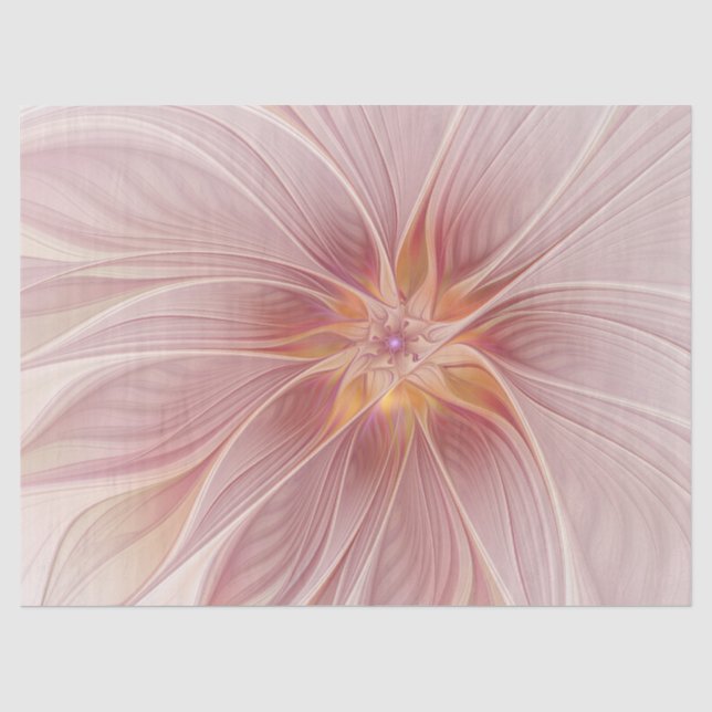 Soft Pink Floral Dream Abstract Fractal Art Flower Tissue Paper (Front)