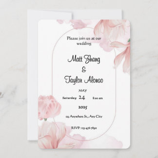 Soft Pink Floral Frame Invitation