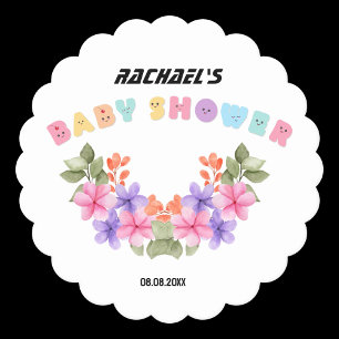 Soft Pink Floral Girl Baby Shower Paper Coaster