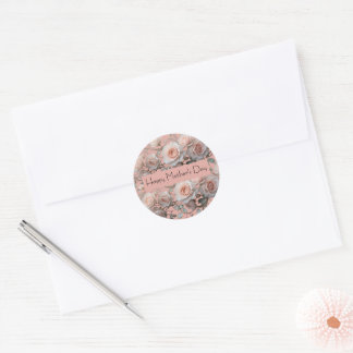 Soft Pink Floral Mother’s Day  Event Classic Round Sticker