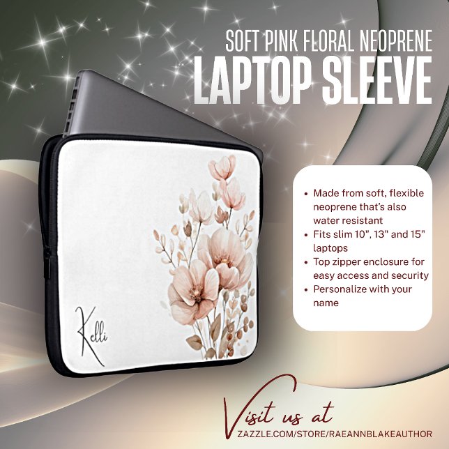 Soft Pink Floral Neoprene Laptop Sleeve (Creator Uploaded)