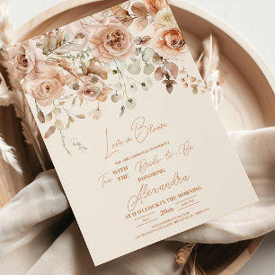 Soft Pink Floral Pampas Grass Bridal Shower  Invitation