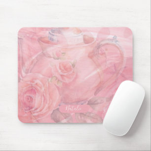 Soft Pink Floral Personalized Unique Mouse Pad