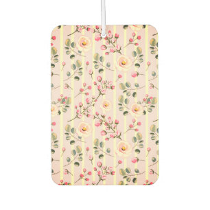 Soft Pink Floral Stripe Pattern Air Freshener