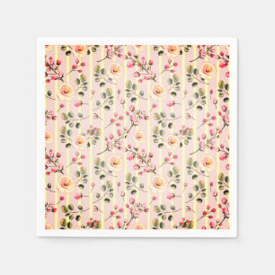 Soft Pink Floral Stripe Pattern Napkin