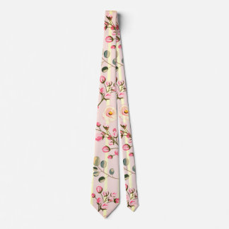 Soft Pink Floral Stripe Pattern Tie