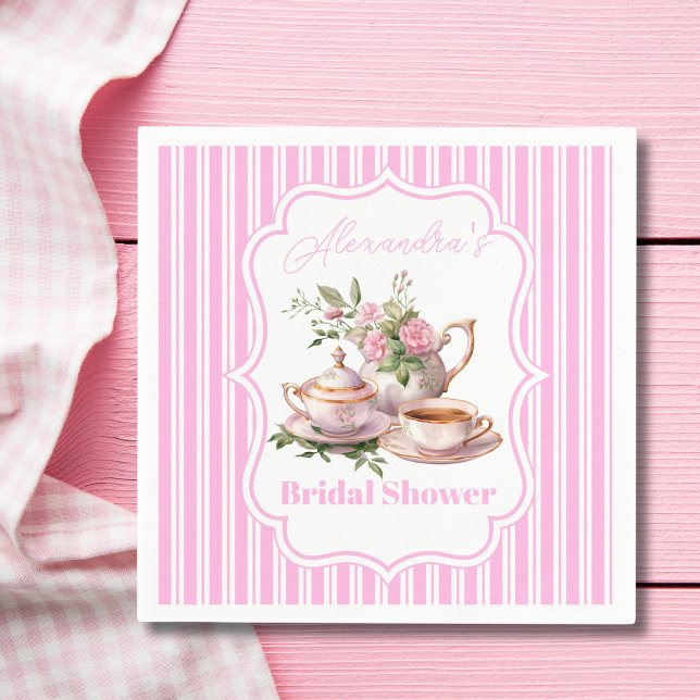 Soft Pink Floral Tea Bridal Shower  Napkin (Creator Uploaded)
