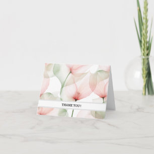 Soft Pink Floral Thank You Card Customizable