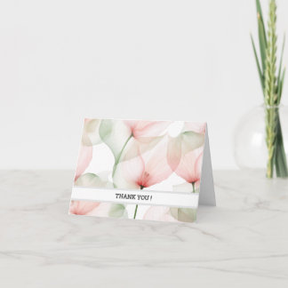 Soft Pink Floral Thank You Card | Customizable