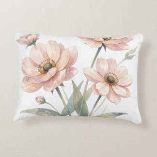 Soft Pink Floral Watercolor Bouquet Art Accent Pillow