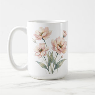 Soft Pink Floral Watercolor Bouquet Art Coffee Mug