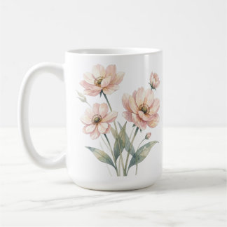 Soft Pink Floral Watercolor Bouquet Art Coffee Mug