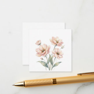 Soft Pink Floral Watercolor Bouquet Art Enclosure Card