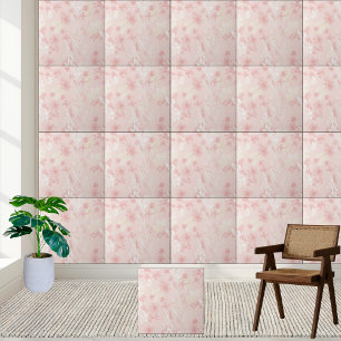 Soft Pink Floral Watercolor Pattern Tile