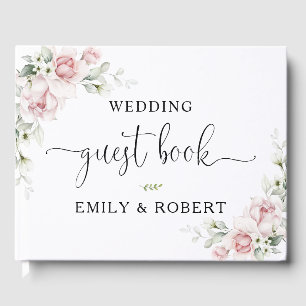 Soft Pink Floral Wedding Guest Book