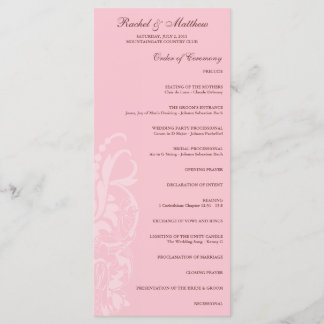 Soft Pink Floral Wedding Program