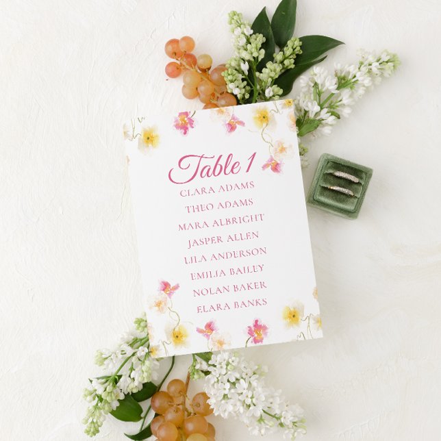Soft Pink Floral Wedding Seating Chart Card (Creator Uploaded)