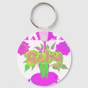 Soft Pink Flower Art: A Baby's Touch. Keychain