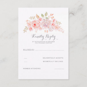 Soft Pink Flowers Elegant Modern Wedding RSVP
