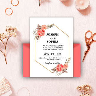 Soft Pink Flowers Elegant Romantic  Invitation